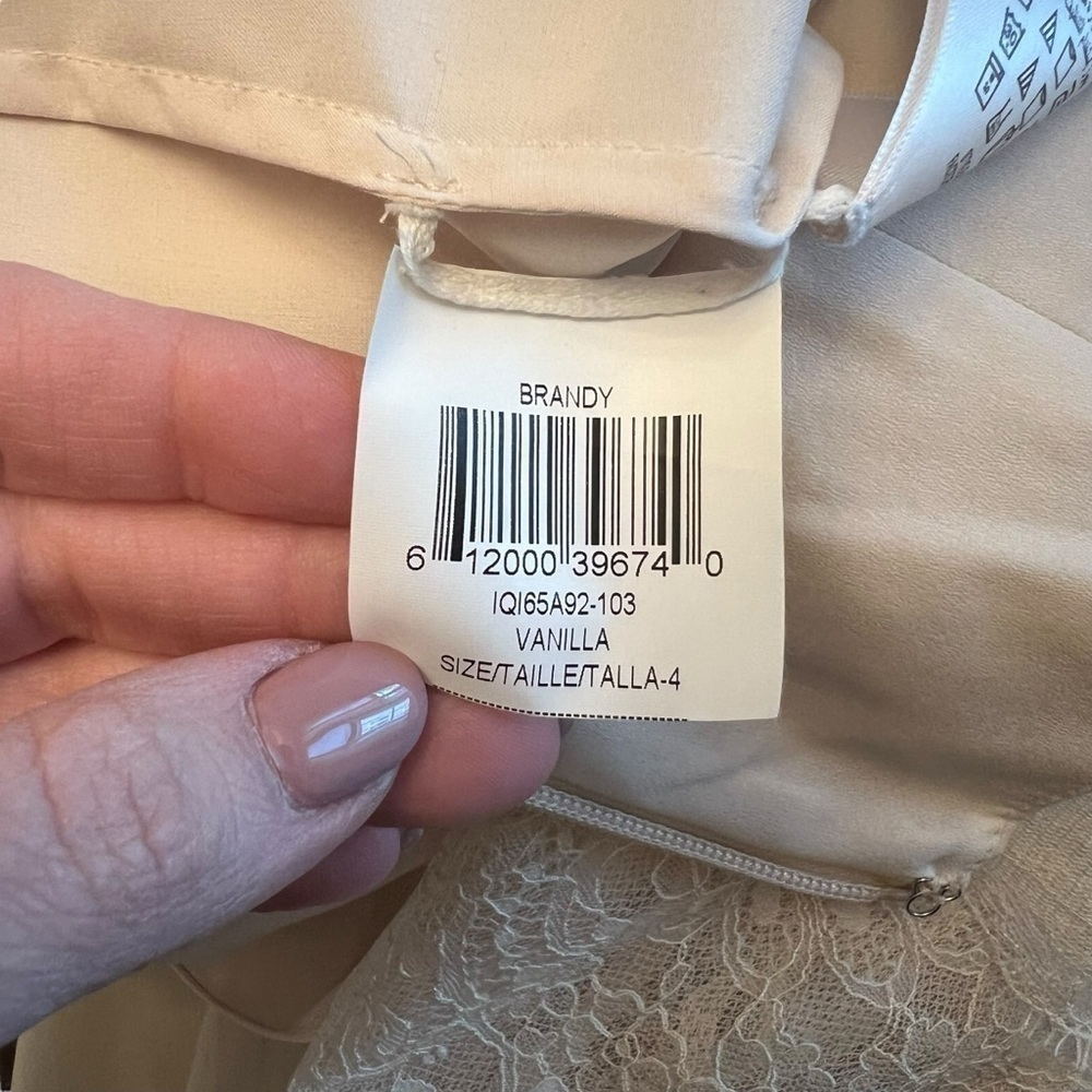 BCBGMAXAZRIA - Brandy Vanilla Draped
Lace Bodice Gown Sz 4 - Picture 14 of 15